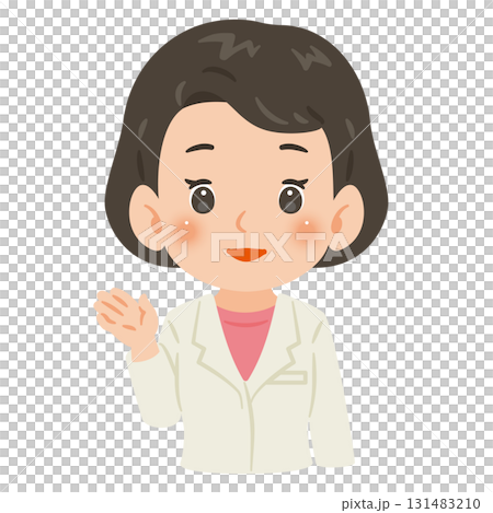 一位身穿白大褂的女士為您指引方向 — — 上半身插圖 131483210