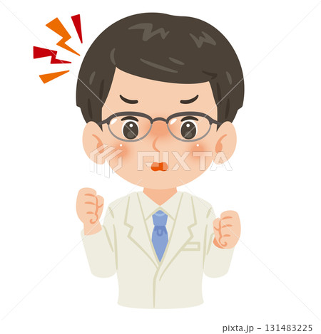 白衣を着た怒る男性 上半身イラスト 白衣を着た怒る男性 上半身イラスト 131483225