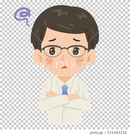 一位身穿白大褂、陷入困境的男子上身插圖 131483230