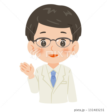 白衣を着た案内する男性 上半身イラスト 白衣を着た案内する男性 上半身イラスト 131483231