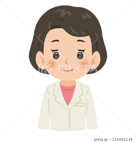 白衣を着た女性　上半身イラスト 131483234
