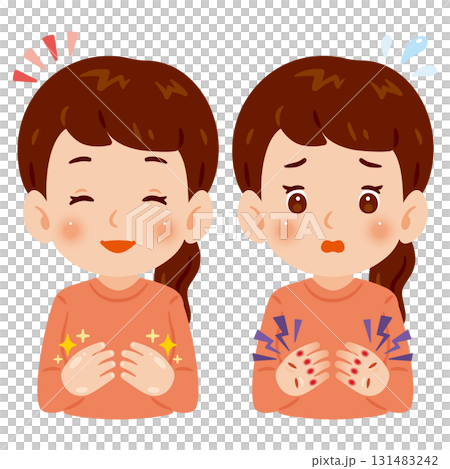 手健康的女人和手粗糙的女人,上身插圖 手健康的女人和手粗糙的女人,上身插圖 131483242