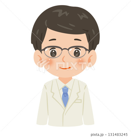白衣を着た男性　上半身イラスト 131483245