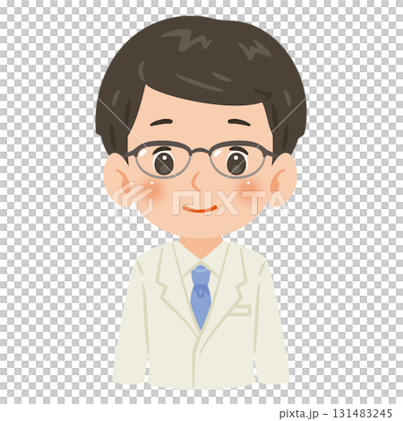 白衣を着た男性　上半身イラスト 131483245