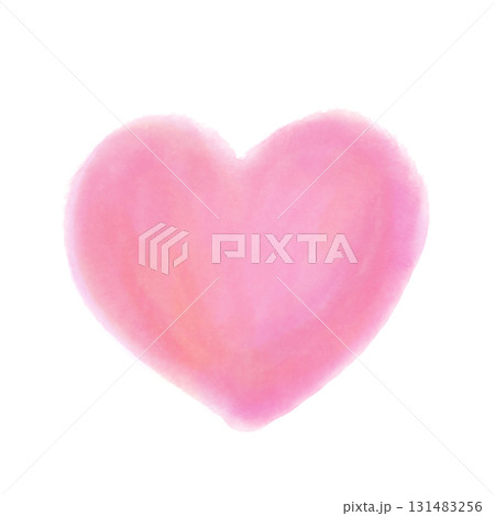 水彩で描いたピンクのハートの柔らかいイラスト 131483256