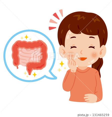 腸が健康で美肌な女性　上半身イラスト 131483259