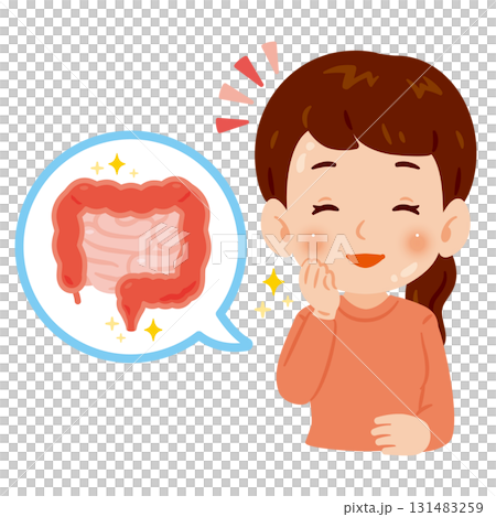 腸が健康で美肌な女性　上半身イラスト 131483259