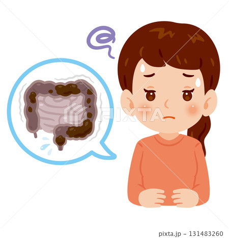 便秘で苦しむ女性 上半身イラスト 便秘で苦しむ女性 上半身イラスト 131483260