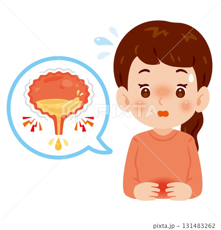 尿もれに悩む女性 上半身イラスト 尿もれに悩む女性 上半身イラスト 131483262