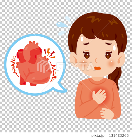 心臓がドキドキする女性　上半身イラスト 131483266