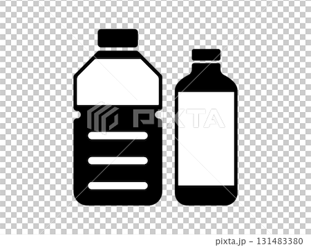 複数のペットボトルのアイコン　モノトーン 131483380