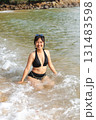 happily playing in the sea 131483598
