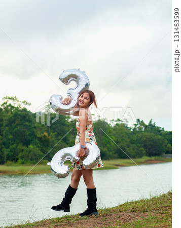 happy Asian woman birthday happy Asian woman birthday 131483599