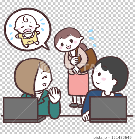 子育てしながら働きやすい職場のイラスト 131483649