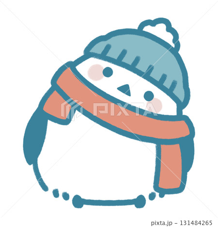 帽子とマフラーのシマエナガ（首かしげ） 131484265