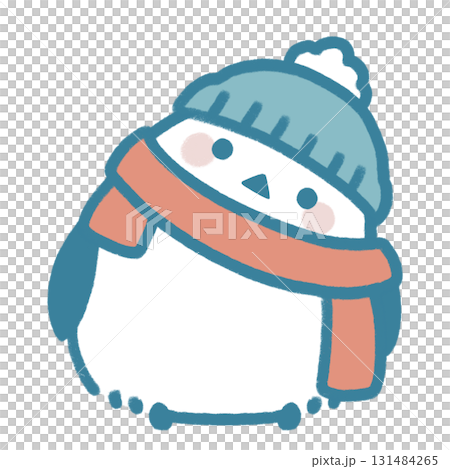 帽子とマフラーのシマエナガ（首かしげ） 131484265