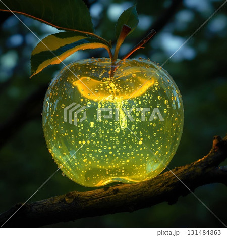 透き通った黄緑のリンゴ 131484863