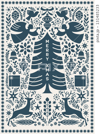 Blue Scandinavian Christmas Angels Tree 131485233