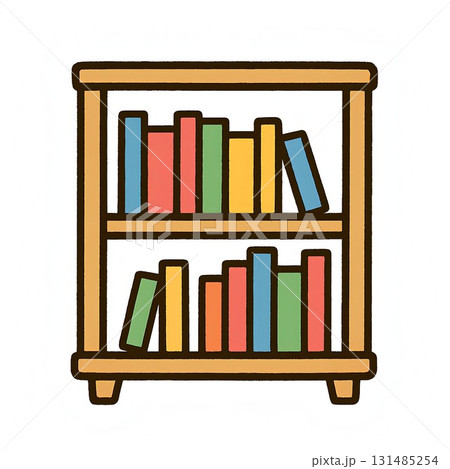 手描き風木製ブックシェルフのイラスト 手描き風木製ブックシェルフのイラスト 131485254