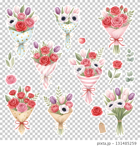 Set of flower characters. Watercolour illustration design. Set of flower characters. Watercolour illustration design. 131485259