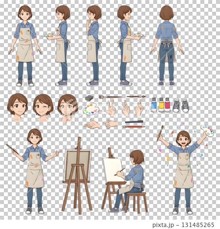 Set of Characters with Creative Professions. Artist, illustration design. 131485265