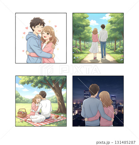 Young couple characters set. illustration design. Young couple characters set. illustration design. 131485287