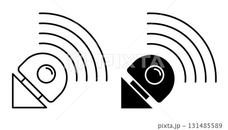 Linear icon, wireless WiFi router module. Wireless device for transmitting telecommunication radio signals. Simple black and white vector isolated on white background 131485589