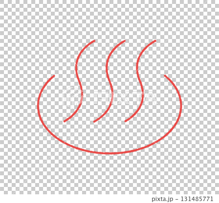 シンプルでおしゃれな日本の温泉マークの手書きアイコン - お風呂やお湯、ホット･温かいイメージ素材 131485771