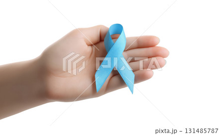 Hand displaying a blue ribbon for diabetes awareness, created AI, PNG Hand displaying a blue ribbon for diabetes awareness, created AI, PNG 131485787