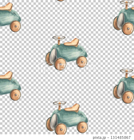 Retro car toys watercolor seamless pattern for baby boy wallpaper, textile design. Hand drawn vintage rustic background with cartoon cute vehicles clipart for wrapping,fabric design Retro car toys watercolor seamless pattern for baby boy wallpaper, textile design. Hand drawn vintage rustic background with cartoon cute vehicles clipart for wrapping,fabric design 131485867