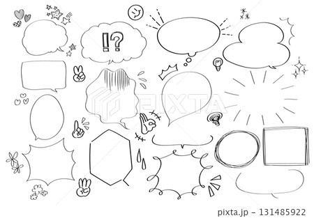 手描きのシンプルでかわいい吹き出しセット 131485922