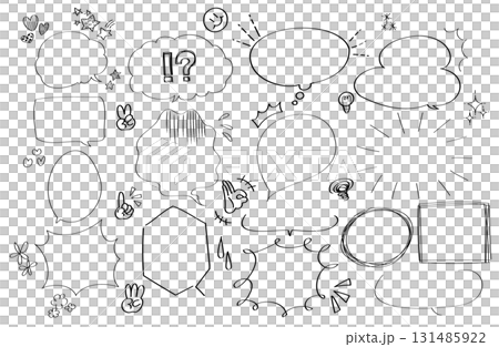 手描きのシンプルでかわいい吹き出しセット 131485922