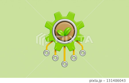 Eco Friendly Green Energy Technology Icon. 3D Rendering. 131486043