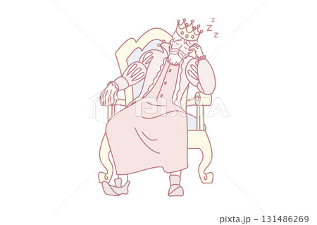 Bored king asleep in chair 131486269