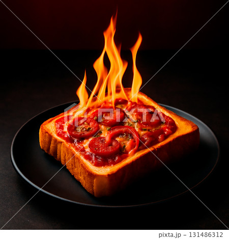 燃えるピザトースト 131486312