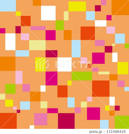 幾何学模様　四角形　オレンジ色 131486420