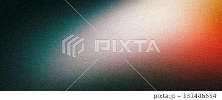 Dark grainy banner background orange white teal black color gradient abstract poster header cover backdrop design, glowing noise texture effect 131486654