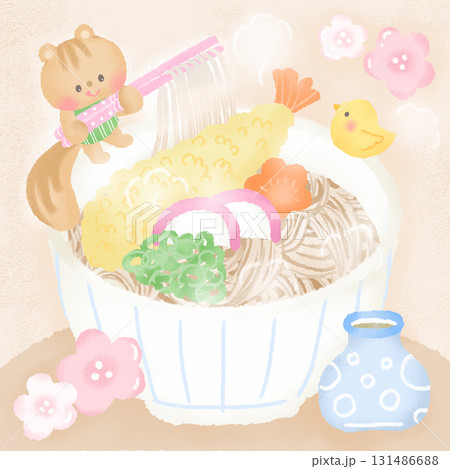 年末_年越しそば を食べるリス 大晦日 131486688