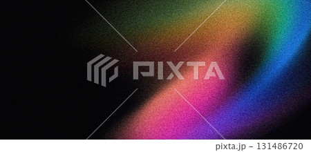Psychedelic abstract background with vibrant abstract rainbow colors gradient shape grainy noisy texture and dark vibe for poster, banner, header, or package design, bold template for standout color 131486720