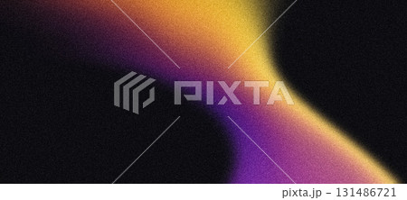 Dynamic vibrant background, abstract purple orange magenta yellow pink color gradient shape, grainy black backdrop noise texture dark dynamic sports banner header poster design 131486721