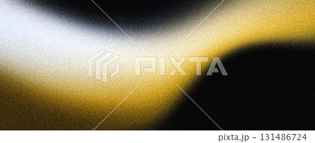 Grainy poster background, yellow white abstract color gradient shape on black noise texture banner, dark backdrop design 131486724
