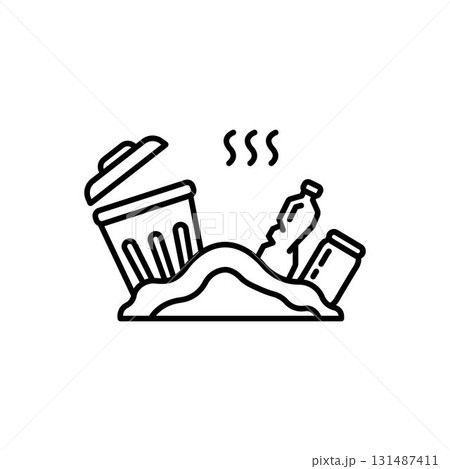 Landfill icon vector .Editable stroke linear style sign for use web design,logo. Symbol illustration. Landfill icon vector .Editable stroke linear style sign for use web design,logo. Symbol illustration. 131487411