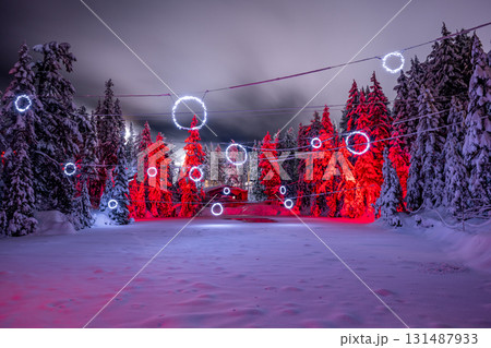 カナダバンクーバーにあるグラウスマウンテンの雪景色 131487933