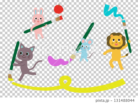 絵の具で楽しそうにお絵描きをしているかわいい動物たち 絵の具で楽しそうにお絵描きをしているかわいい動物たち 131488044