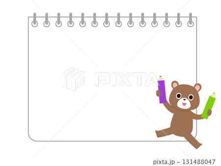 色鉛筆をもったクマとスケッチブックのフレーム素材 色鉛筆をもったクマとスケッチブックのフレーム素材 131488047