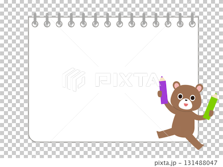 色鉛筆をもったクマとスケッチブックのフレーム素材 色鉛筆をもったクマとスケッチブックのフレーム素材 131488047