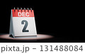 December 2 Calendar Spotlighted on Black Background 131488084