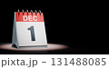 December 1 Calendar Spotlighted on Black Background 131488085