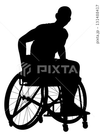 Silhouette of a Man in Sports Wheelchair Silhouette of a Man in Sports Wheelchair 131488417