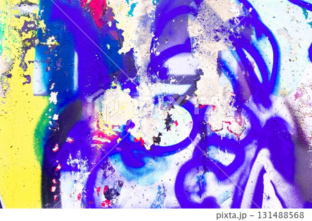 Abstract Graffiti Art with Bold Purple and Neon Yellow for Modern 2000s, Urban Style Abstract Graffiti Art with Bold Purple and Neon Yellow for Modern 2000s, Urban Style 131488568